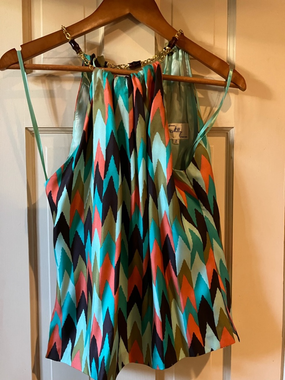 Milly Satin Lined Light Aqua Blouse